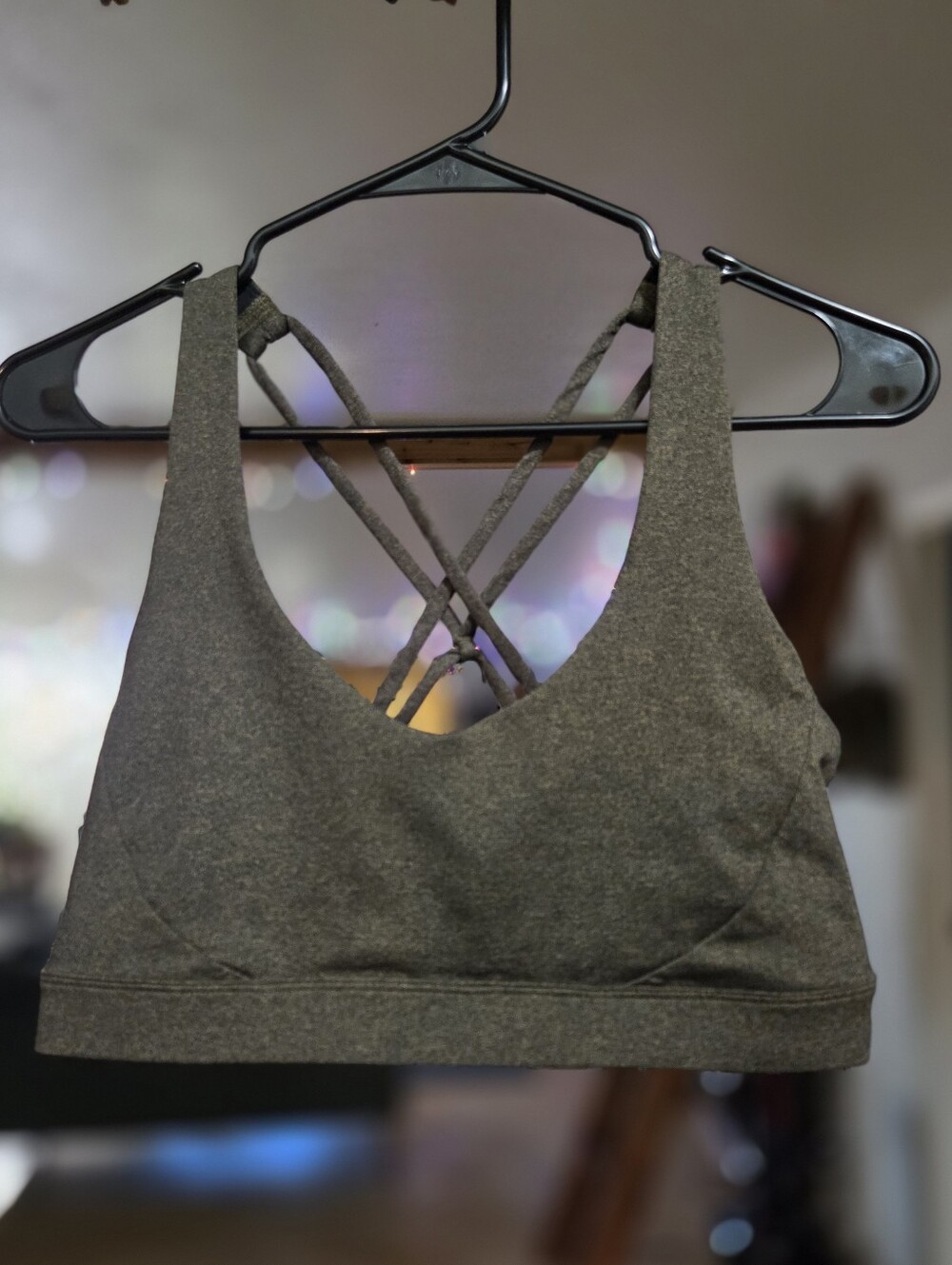 Prana Heather Olive Strappy Sports Bra
